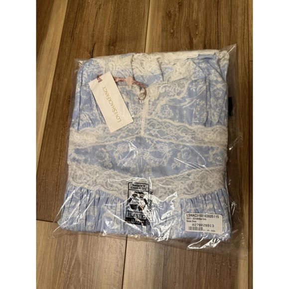 NWT! LoveShackFancy Ressie Dress Light Blue Lace Size Medium - Picture 2 of 6